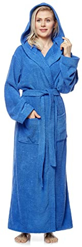 Badrock med huva för kvinnor, ankellängd, Färg: Kungligblå, Storlek kvinnor: M long, Storlek unisex: S-M long