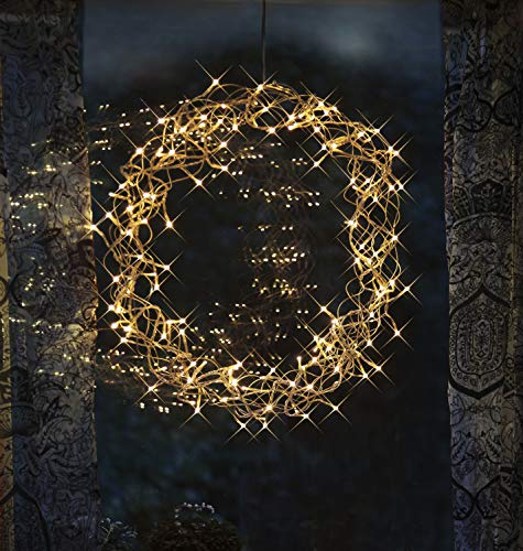 Star LED Kranz Curly beleuchtet, Metall/Kunststoff, warmweiß, Durchmesser 50 cm