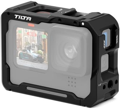 Tilta Kompletter Kamerakäfig, kompatibel mit HERO10 11, GoPro 12 Filmemacher-Kit mit Kaltschuh-Empfänger, ¼-20 Positionierstifte, anwendbar mit 52 mm Rundfiltern TA-T42-FCC-B
