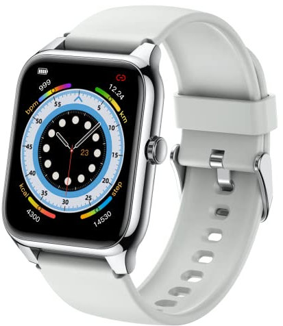 Seiconer Stylish Silver Smart Watch Women with 1.78 Retina AMOLED Always-on Display, IP68 Digital Waterproof Sports Heart Rate Blood Oxygen Blood Pressure Sleep Monitor for Fitness Enthusiasts