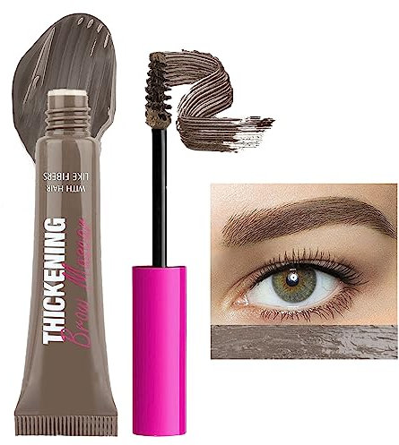 Tinted Brow Glue, Shapes and Colours Eyebrows, Waterproof Eyebrow Gel, Long Lasting Brow Gel for Fuller Looking Eyebrows, Smudge-Proof Eyebrow Gel Tint with Brush (Dark Brown)