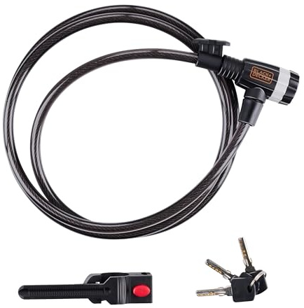 BLACK+DECKER Kabelschloss BXCHBL7002 - Fahrradschloss - Geeignet für Fahrrad, Motorrad und Roller - Länge 180CM - Temperaturen bis -20ºC - Schwarz
