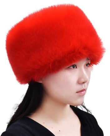ISAKEN Damen Fellmütze Pelzmütze Fuchspelzmütze Russisch Mütze Kunstfell Wintermütze Plüsch Wintermütze Faux Fuchs Plüschmütze Cossack Mütze für Reisen, Skifahren, Wandern