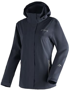 Maier Sports Metor Rec W, Chaqueta de senderismo impermeable para mujer con corte deportivo, sin PFC, forro de malla Silverplus y protección contra la intemperie, azul oscuro, 44