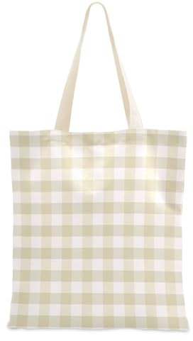 FRODOTGV Bolsa de lona a cuadros simple y pequeña con bolsillos, regalo de cumpleaños para mujeres, bolsa de lona reutilizable para la compra, bolsas lisas para decorar, Cuadros pequeños a cuadros