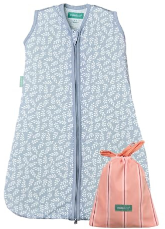 molis&co - babysovsäck 0,5 TOG – 60 cm (0 månader) – perfekt för sommaren – 100 % bomull – blå trädgård