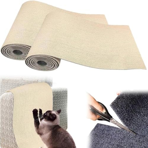 2 Stück Kratzbrett Katze, Kratzmatte Selbstkleben 40×200cm, Kratzmatte Selbstklebend Kratzpads für Katzen, Kratzmatte Katze Sofa, Kratzbrett Katzen kratzschutz für Möbel Couch Sofa Wand Tür Schutz