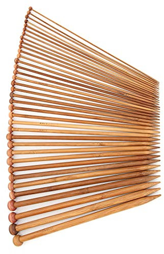 ZPSHYD Netting Needles Bamboo Knitting Needles Set, 36 Pcs Single Point Netting Needle for Craft Clothes Making, Cable Knit Blankets DIY