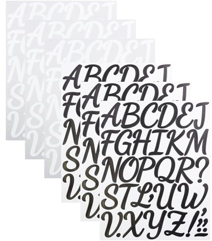 2 Inch Cursive Letter Stickers, Vinyl Self Adhesive, Black&White - 6 Sheets | Alphabet Stickers for Scrapbooking, Mailbox, Menu, Water Bottle, Name Tag, Invitation Cards Waterproof