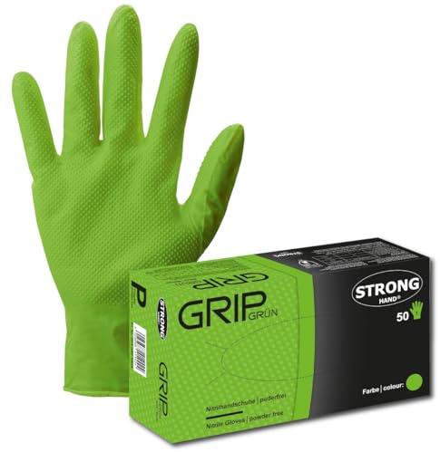 Strong Hand *GRIP GRÜN* GR. XXL EINWEGHANDSCHUHE, ARBEITSHANDSCHUHE, 50 STÜCK/BOX EN ISO 374, KAT. 3, EXTRA STARK