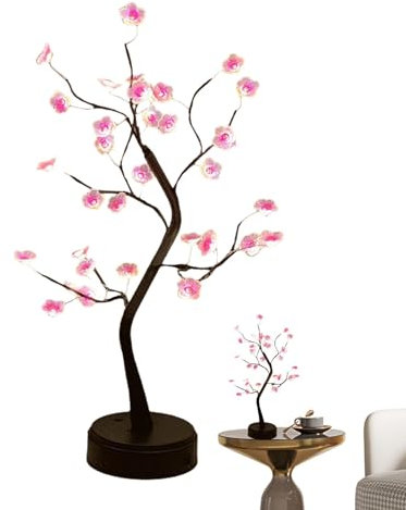 Albero di prugna a LED - Lampada decorativa per albero, luce per albero in, luci da tavolo ornamenti da tavolo con base stabile, ornamento decorativo per albero di Natale, lampade per fiori per