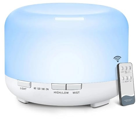 MF artSHOP Diffusore di Aromi, Umidificatore con Illuminazione LED Multicolor, Telecomando, Profumatore Oli Essenziali 3 Impostazioni Timer, e Modalità Nebulizzazione