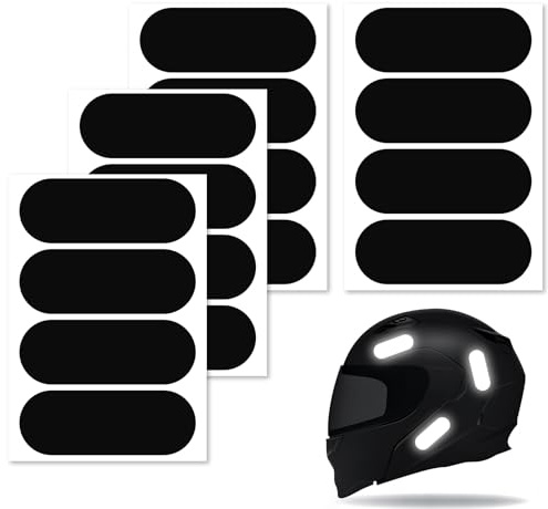 Reflektoren Aufkleber Schwarz, 16 Stück Motorrad Reflektor Klebeband | 8x3cm Reflektierende Aufkleber Nacht Sichtbarkeit, Motorradhelm Reflektoren Aufkleber für Fahrrad Kinderwagen