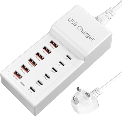 USB C Charger Block, Multi USB Charging Hub Multiple usb charger station 50W Desktop (6 Type C+6 USB A) Portable Plug Compatible with iPhone 13/14/15/16/Smartphone/Tablet