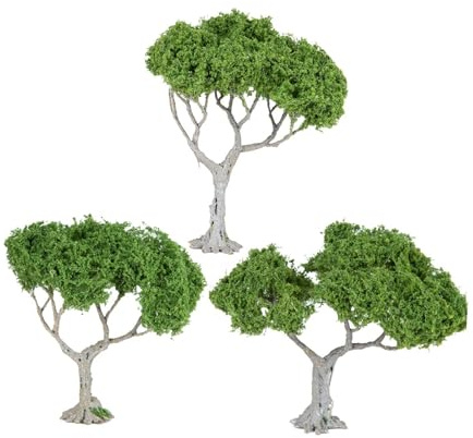 Luwecf 3-teiliges Landschafts-Miniatur-Baum-Modell, Höhe 10,12,15 cm, Eisenbahn-Grün-Landschaftsbaum, Miniatur-Baum für die Dekoration des Feengartens, Laubbaum