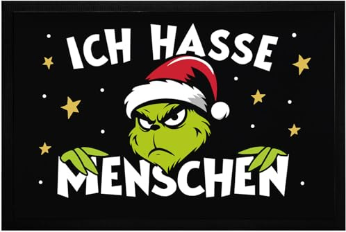 MoonWorks® Fußmatte Weihnachten Grinch Keine Menschen Anti Weihnachtsdeko Weihnachtsmuffel rutschfest & waschbar Schwarz 60x40cm