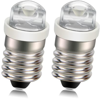 Ruiandsion 2pcs E10 LED Bulb DC 6-12V 0.5W Blue 100LM LED Bulb for Torchlight Flashlight Torch Headlight,Negative Earth
