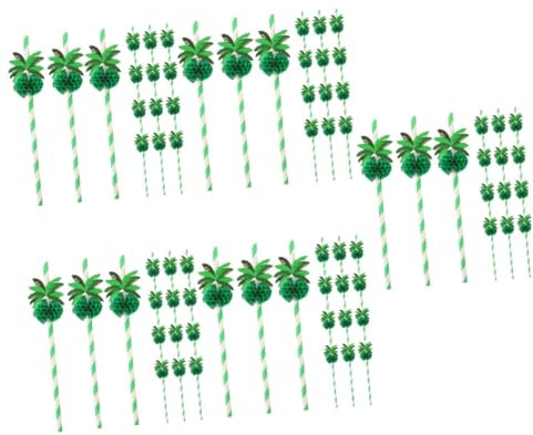 Ipetboom 5sets Straws Paper Paper Straws for Drinking Tropical Hawaiian Party Supplies 50pcs*5