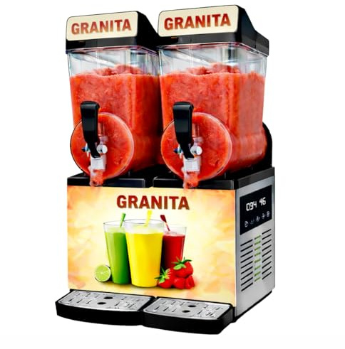 Machine à Granita Professionnelle 2 × 15 L - Granité/Slush - Éclairage LED - Gaz R290-1000 W