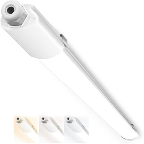 Peasur Feuchtraumleuchte LED 90CM, 3000K/4000K/6500K LED Deckenleuchte Röhre 24W 2640LM Leiste Flach, IP65 Wasserfest Lampe Lichtleiste für Werkstattlampe Kellerlampe Leuchtstoffröhre