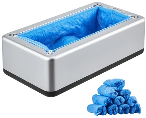 VEVOR Distributeur Automatique de Couvre-chaussures, avec 100 Couvre-chaussures Jetables Antidérapants, Pointure Jusqu'à Taille US 11, pour Maison, Bureau, Labo, Usine, Hôpital, Lieux Publics, Argent