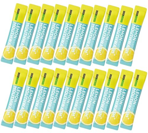 Mouthwash Mini rince-bouche de voyage rafraîchissant emballé individuellement, pour une haleine fraîche en déplacement, soin buccal compact pour le voyage (20 pièces, citron)