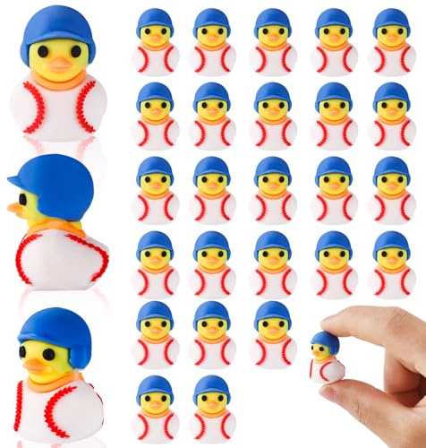 Lyreh 25stk Baseball Ente, Mini Baseball Spieler Gummi Ente für Geburtstagsgeschenke Party-Geschenke Urlaubsdekoration Jagd