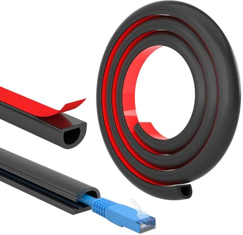 FIXCHORD Canalina Passacavi，Canalina Portacavi Autoadesivo, Lgnifugo, Verniciabile, Gestione dei cavi per case e uffici per nascondere cavi singoli, 1 x 15 mm (W) x 10mm (H) - lunghezza 1m - Nero