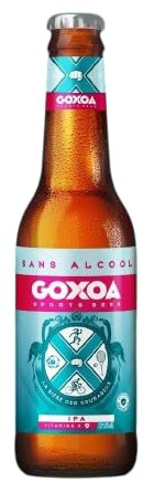 Goxoa IPA Senza Alcol, Arricchita con Vitamina D, 0,4% di Alcol, Per Sportivi e Benessere, Note di Albicocca e Pesca (Confezione da 12)