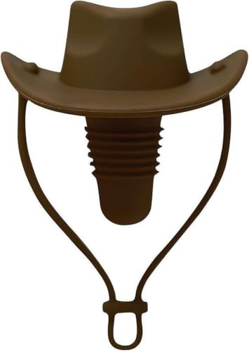 Silicone Wine Stopper, Cowboy Shaped, Reusable Leak Proof Bottle Cap Sealer (Coffee)