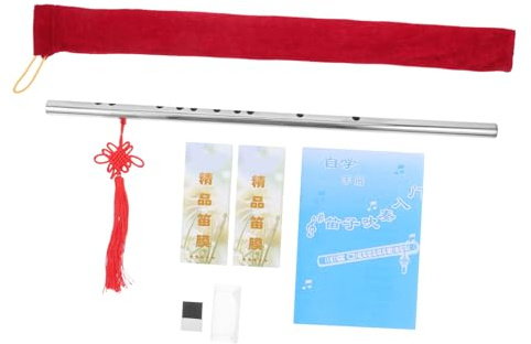 Edelstahlflöte G-ton 1 Satz Tragbare Flöte im Retro Stil | Chinesisches Instrument für Kinder und Erwachsene, Zubehör Enthalten, Schöne Klänge, Präzise Tonhöhe Zufällige Farbe