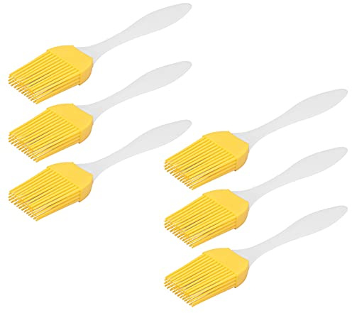 TOPINCN 6 Pcs Silicone Basting Pastry Brush Food Grade Heat Resistants Oil Brush,Yellow Kitchen Gadget Barbecue Baking Brush for Eggs and Sauces