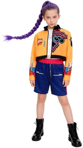 Atorcher Costume da cacciatore di demoni, per Halloween, cosplay, feste, carnevale, Rumi Mira Zoey, set completo per bambini, Arancione, 11-12 Anni