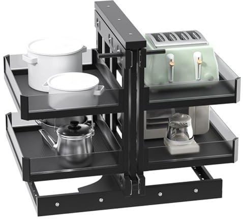 Armadietto angolare estraibile per cucina Soluzione di archiviazione ad angolo cieco per mancini/destrorsi Design massimizza lo spazio, facile accesso a pentole e padelle e versatile