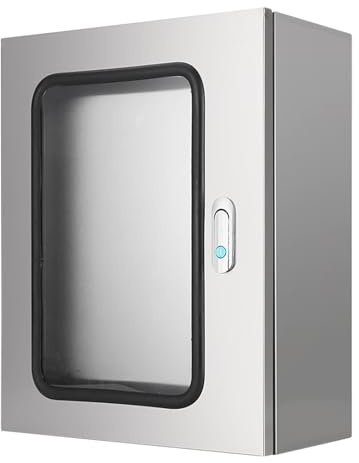 Elektrokasten aus Edelstahl 304, Schaltschrank IP65 Wasser- Und Staubdicht, Abschließbar, mit Montageplatte und Sichtfenster für den Innen- und Außenbereich(500x400x250mm)