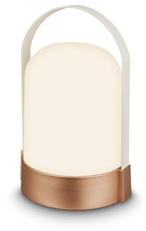 BRILONER - Uppladdningsbar bord, 3-nivås dimmer, minnesfunktion, IP44, USB-C-laddningskabel, nattlampa, batterilampa, LED-ljus, 14,5 x 13,5 x 24 cm, brons metallisk vit
