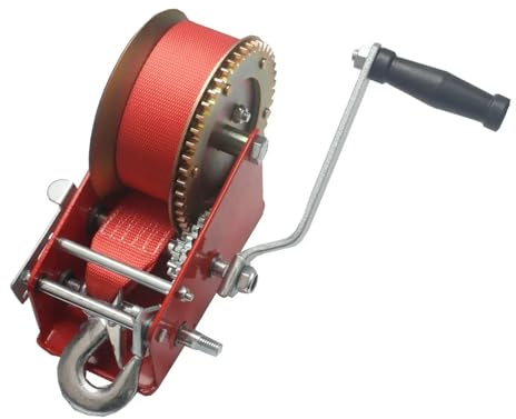 3000 Pound Hand Winch Manual Spray-moulded Red Coloured Galvanized Nylon Rope