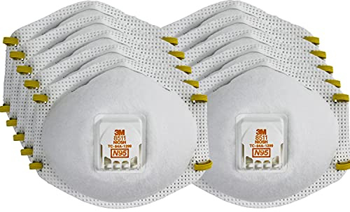 3M Particulate Respirator 8511, Pack of 10, N95, NIOSH APPROVED, Cool Flow Exhalation Valve, Disposable, Braided Comfort Strap, M Noseclip, Personal Protective Equipment