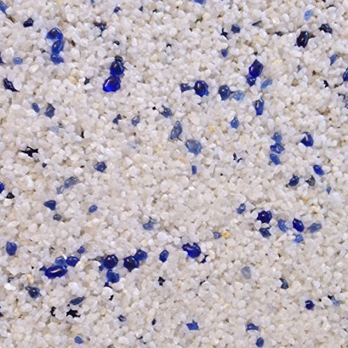 20kg Buntsteinputz Mosaikputz 1-3mm SOP37 Weiß (Naturkorn) + Glas Blau Wandputz - Hergestellt in Bayern -