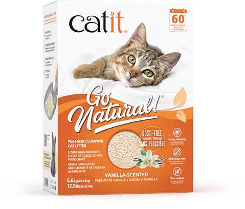 Catit Go Natural!, klumpende Katzenstreu, aus Erbsenhülsen, mit Vanilleduft, 2 x 2,8kg (5,6kg)