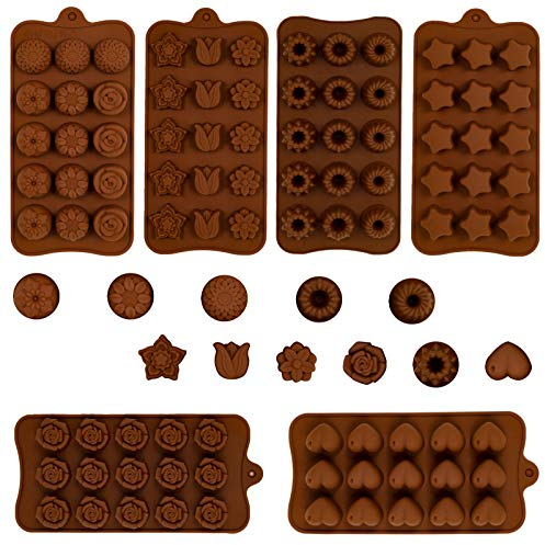 GOTH Perhk 6 Stück Schokoladenform aus Silikon,Silikon Schokolade Formen Süßigkeitenformen Silikonformen Lebensmittel für Schokolade Candy Gelee Pralinen Eiswürfel and Seifen