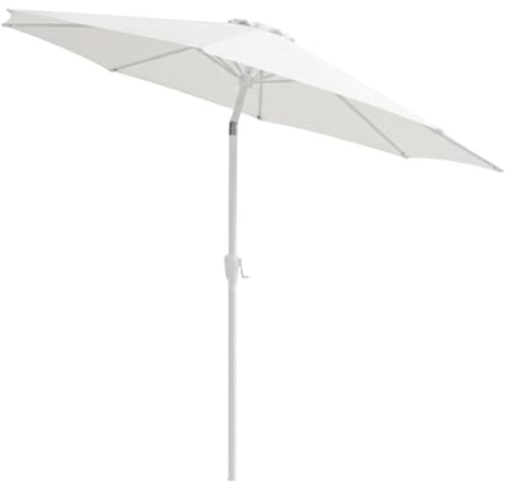 LOLAhome Parasol inclinable +RESISTENTE de Ø300 cm, Blanco, mástil Ø48mm de aluminio Blanco, con Antiviento y Manivela, Elegante y Duradero, tratamiento Anti-corrosión, Para Exterior, Jardín - Alba