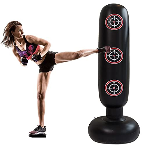 LncBoc Saco de Boxeo de pie 160 cm, Saco de Boxeo Inflable, Punching Ball para Practicar Karate, Taekwondo y aliviar Pent Up Energy, Ejercicio Boxeo Objetivo Bolsa