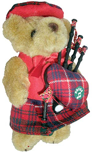I LUV LTD Musikfigur Teddybär, Schottisches Geschenk für Macrae Tartan Clan, Hergestellt in Schottland