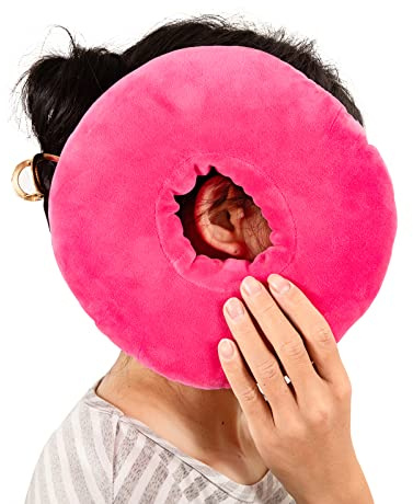 UKTYUAS 9 Piercing Pillow,O-Shaped Pillow With Ear Holes,Doughnut Pillow For Ear Piercing,Ear Piercing Pillow For Side Sleepers,Relieve Ear Pain, Ear Inflammation (Pink)