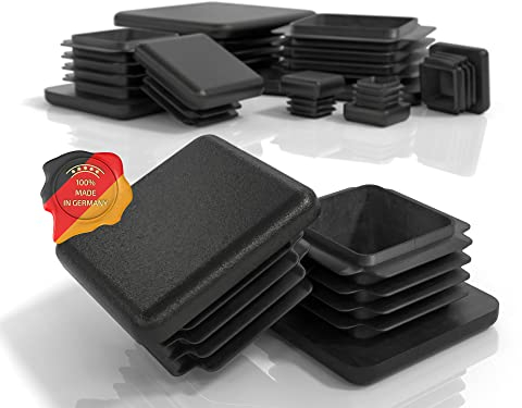 PD® Lamellenstopfen 40x40 mm für Vierkantrohr (Außenmaß) | Vierkant Endkappen aus PE Kunststoff | Rohrstopfen zur Rohrabdeckung von Metallrohr & Aluprofil | Quadratstopfen Schwarz | 10 Stück