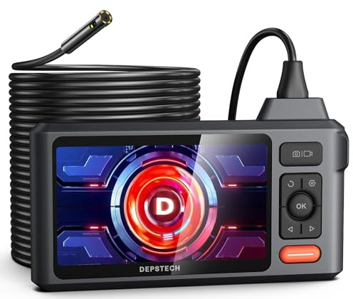 50FT Sewer Inspection Camera, DEPSTECH 1080P Dual Lens Endoscope with Lights, 5 IPS Screen Borescope Tool, Split Screen, IP67 Waterproof, 7.9mm Snake Scope Drain Camera for Wall Drain Pipe Automotive
