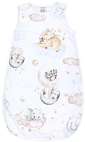 TupTam Sacco nanna 2,5 TOG – Senza maniche, zip, OEKO-TEX, Animali sulle nuvole, 80-86