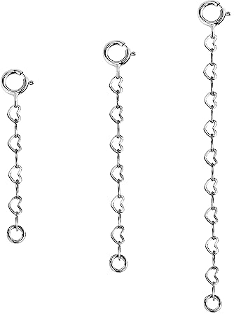 Kettenverlängerung Silber, ALEXCRAFT Kettenverlängerung Herz Ketten Verlängerung, Schmuck Kettenverlängerung für Halskette Armband Fußkette Silber Kettenverschluss Verlängerungsketten 1 2 3 Zoll