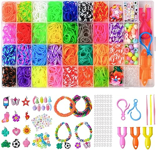 TONONE 1800+ Loom Bänder Set für Kinder, Gummibänder Set in 30 Farben mit Zubehör und Aufbewahrungs Box, DIY Elastisches Loombänder Kinder Armband Basteln